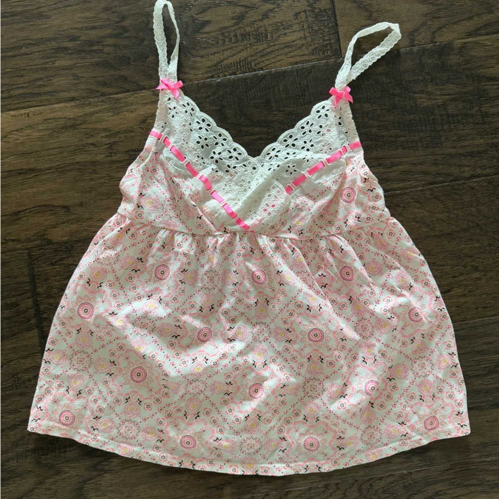 Victoria Secret Floral Lace Trim Cami pjs set